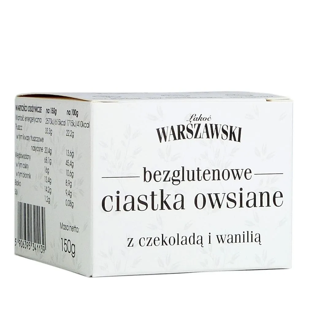 Ciastka owsiane z czekoladą i wanilią bezglutenowe